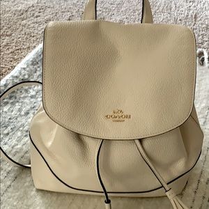 Coach white leather backpack purse